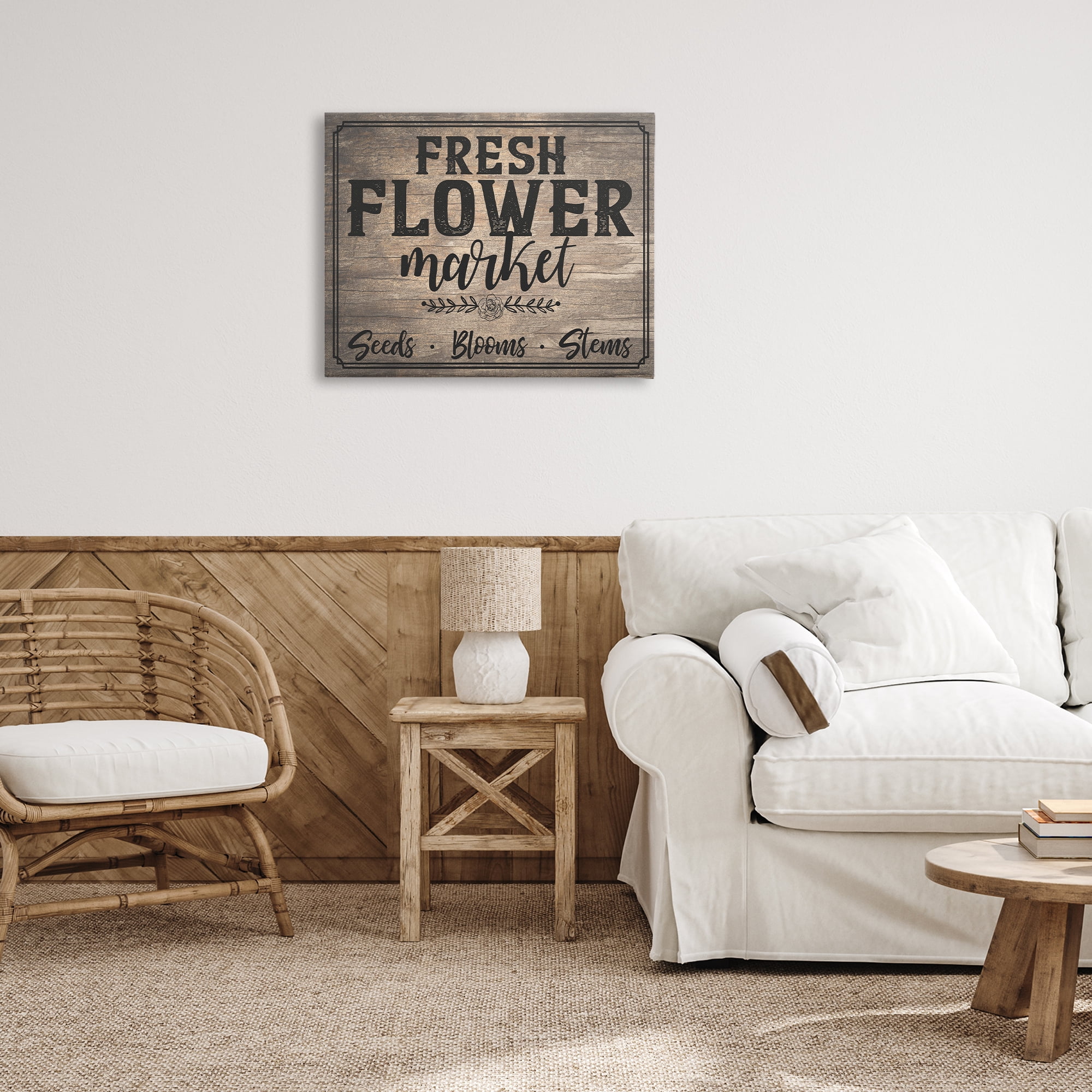 Stupell Industries Rustic Flower Market Text & Numbers Painting Wrapped Canvas Art Print Wall Art, 30 x 24