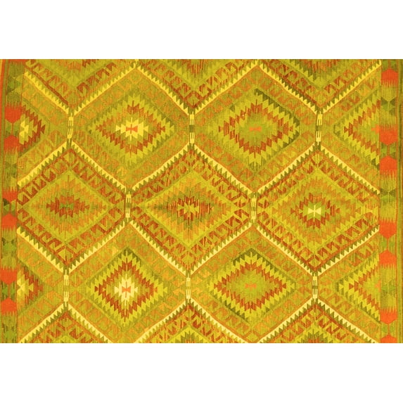 Ahgly Company Machine Washable Indoor Rectangle Southwestern Yellow Country Area Rugs, 4' x 6'