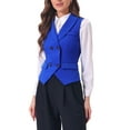 thumbnail image 4 of CHALECO DE TRAJE DE MUJER INSPIRADOR CHIC, DOBLE BOTON, CON SOLAPA, VESTIDO ELEGANTE, COLOR AZUL REAL, 4 of 6