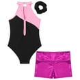 thumbnail image 6 of Alvivi Kids Girls Shiny Dance Outfits Gymnastics Leotard Unitard with Sports Shorts Tracksuit Pink&Rose 10, 6 of 7