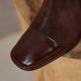 thumbnail image 4 of NECHOLOGY Botas Mujer Adulto Femenino Zapatos Botines de mujer Botines de mujer de otoño e invierno Color sólido Cuero simple de gamuza Cómodo Punta cuadrada Tacón cuadrado (Coffee, 7), 4 of 7