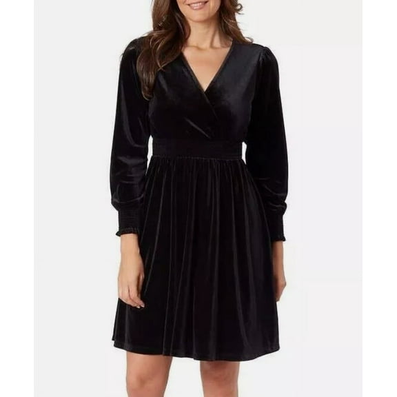 Briggs Ladies' Size X-Small (0-2) Long Sleeve Velvet Dress, Black
