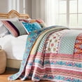 thumbnail image 5 of Greenland Home Fashions Thalia Reversible Cotton Quilted Bedspread Set, Velvet Embellished. Jumbo Size 3-Piece Queen, Tango, 5 of 7