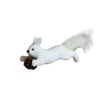 Uutvery Christmas Squirrel Table Decor,Lifelike White Squirrels Christmas Ornament,Desktop Mini Figurine Display,Winter Holiday Decor,Unique Xmas Tree Ornament,Adornment Garden Squirrel