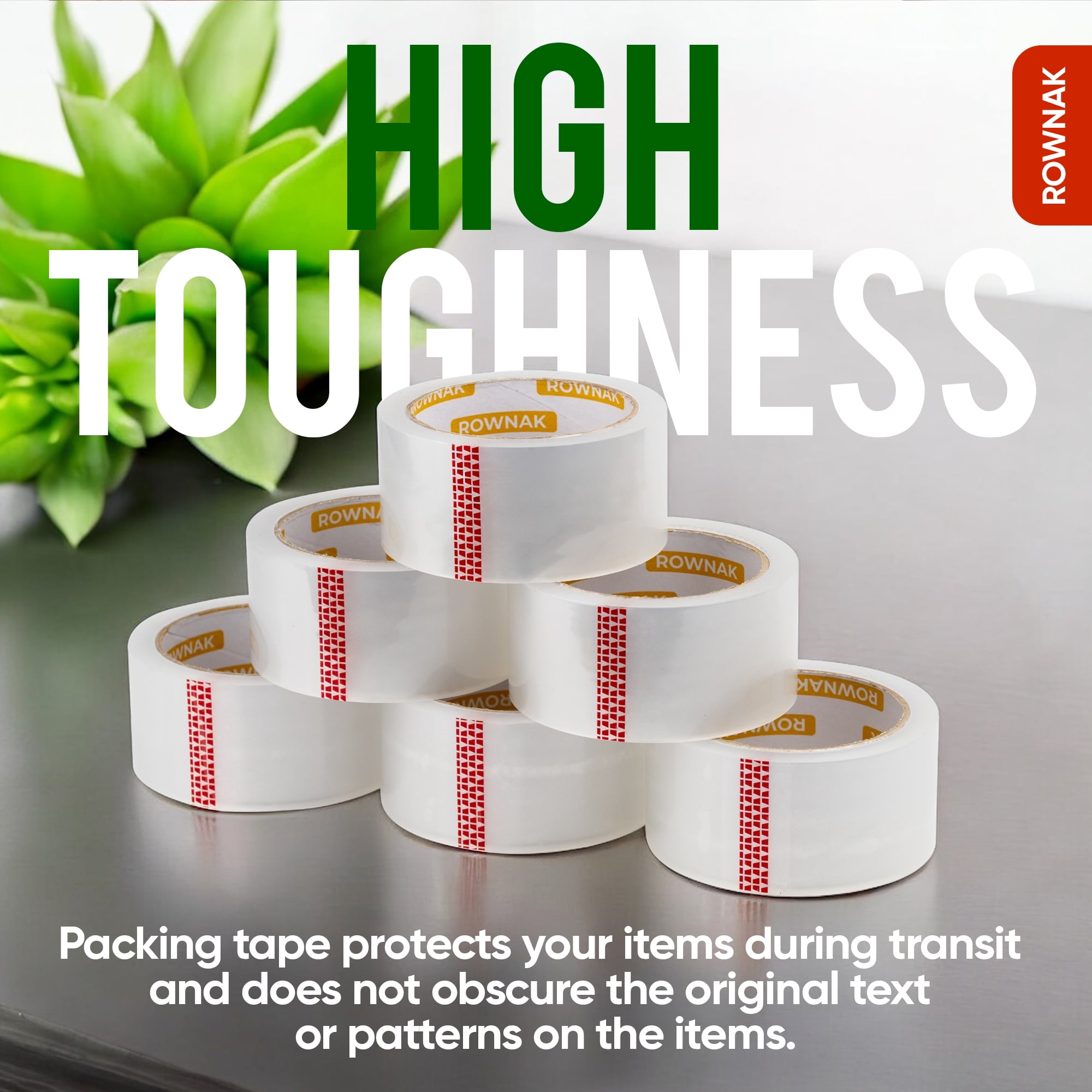ROWNAK Heavy Duty Packaging Tape 12 Rolls - 2.7mil Thick, 2.0 in Wide, 60 Yards Roll