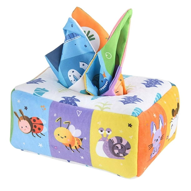 Boîte à mouchoirs Montessori, jouets pour bébé de 0 à 18 mois,  développement sensoriel, dessin animé, animaux, nouveau-né, jouets  éducatifs
