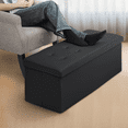 thumbnail image 4 of MoNiBloom 43" Collapsible Ottoman with Storage, PU Leather Storage Ottoman Bench, Modern Storage Footstool for Living Room Bedroom Entryway, Black, 4 of 8
