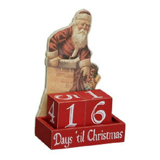 Vintage Santa Countdown Days Til Christmas With Blocks Wood Advent