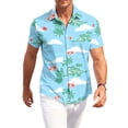 thumbnail image 2 of HAJWOH 2026 Summer Hawaiian Shirt for Men Casual Button Down Short Sleeve Summer Beach Shirts Loose Fit Floral Print Tropical Tops, 2 of 7