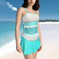 thumbnail image 4 of Fadeal Bathing Suit for Women Women Plus Size Tankini Swimsuits Two Piece Color Block Cutout Flowy Tummy Bathing Suits with Shorts Plus Size Bathing Suit for Women Green S, 4 of 4