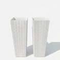 thumbnail image 1 of All-Weather  White Rattan Planter Set of 2, Two 24" Tall Outdoor Plant Pots, Removable Liners, Drainage Holes, Garden Flower Pots for Patio, Porch, Backyard, 1 of 6