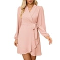 thumbnail image 1 of Robe d'Été Unie pour Femmes - Manches Élégantes et Ourlet à Revers, 1 of 8