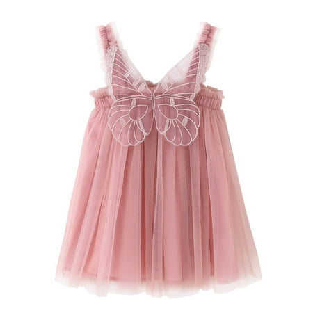 

DNDKILG Baby Toddler Girls Tulle Tutu Sundress Summer Dress Sleeveless Dresses Pink 1Y-6Y 110