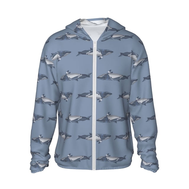 Fotbe Cute Whale Chaqueta con Protección Solar UPF 50+ para Hombre y Mujer, Camisa con Capucha y Bolsillos-Medium