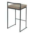 thumbnail image 4 of Fuji Contemporary Stackable Counter Stool In Black With Brown Cowboy Fabric Cushion - Set Of 2, 4 of 7