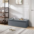 thumbnail image 4 of VECELO 43" Folding Storage Ottoman Bench, Faux Leather Footrest Couch for Living Room Bedroom Hallway, Gray, 4 of 7