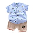 thumbnail image 4 of Boys Outfits Cartoon Print Mock Neck Short Sleeve Shirt Top And Shorts 2 Piece Everyday Wear Baby Boys' Clothing Sets, 4 of 5