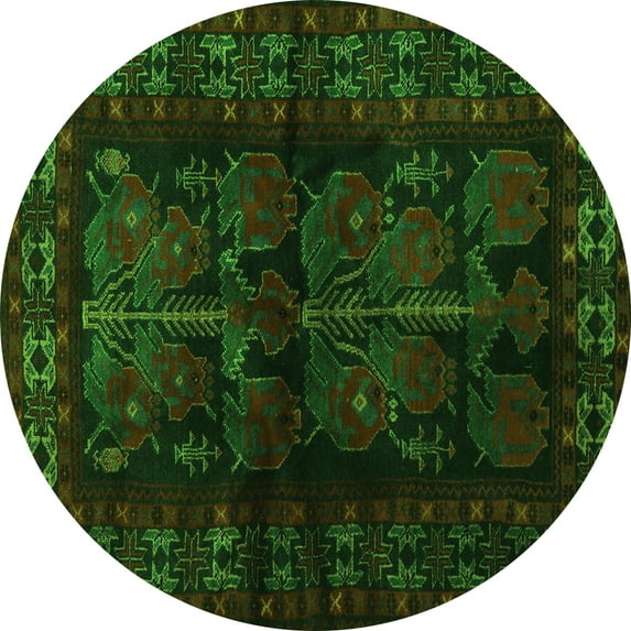 Ahgly Company Indoor Round Persian Green Traditional Area Rugs, 4' Round