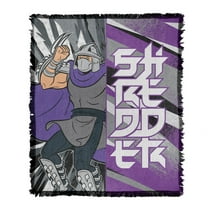 TMNT Blanket, 50"x60" TMNT Shredder Woven Tapestry Cotton Blend Fringed Throw Blanket