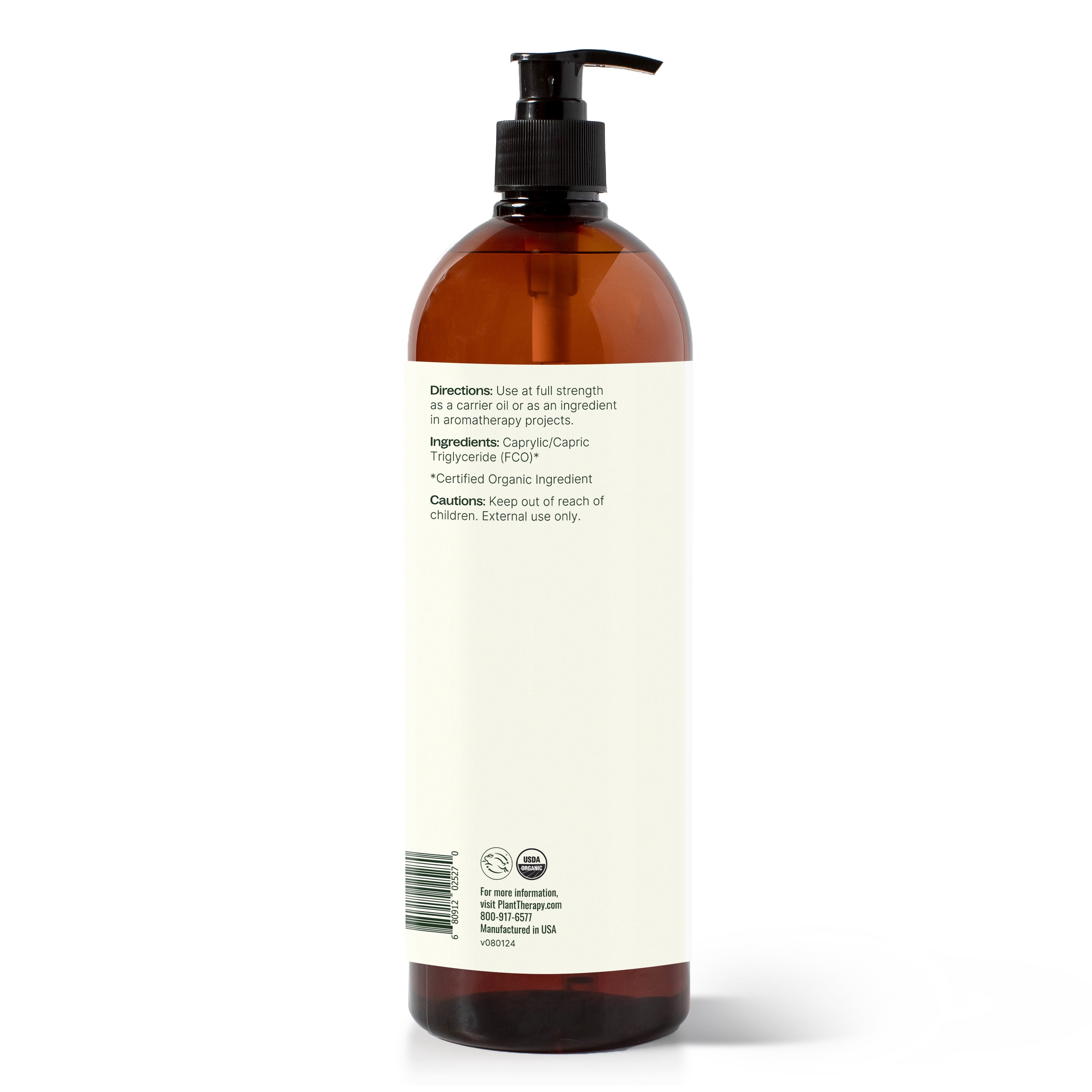 Plant Therapy Organic Fractionated Coconut Oil for Skin, Hair, Body, Natural Moisturizer, Pure & USDA Certified Organic, 16 oz