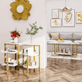thumbnail image 3 of Baxluxe 3 Pieces Faux Marble Table Set, Modern Rectangle Coffee Table with 2 Side Table, Faux Marble Tabletop and Metal Frame, 3 Pieces Table Sets for Living Room, Apartment, White & Black, 3 of 8
