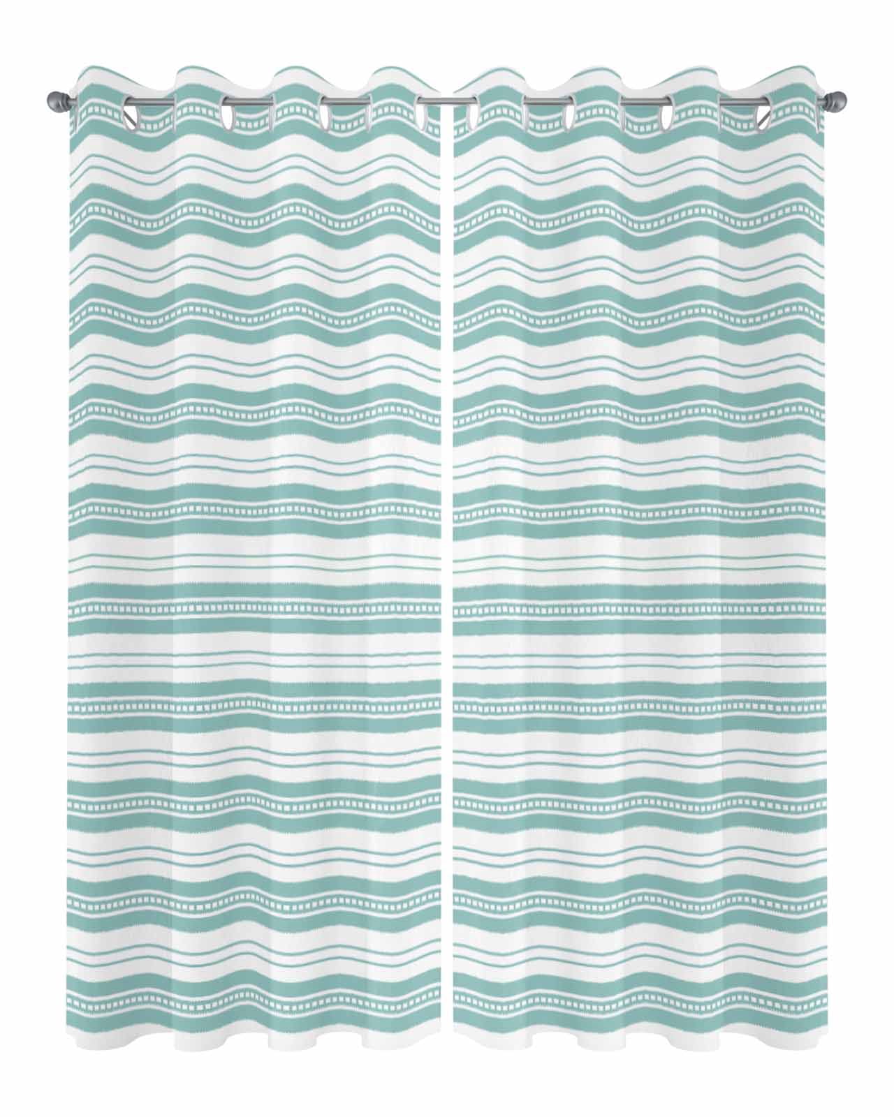 nqOlkjepod Outdoor Curtains for Patio Waterproof, Boho Turquoise Stripe Outdoor Privacy Panels Grommet, Abstract Geometric White Minimalist Blackout Outside Curtains for Porch 54"x108", 2 Panels