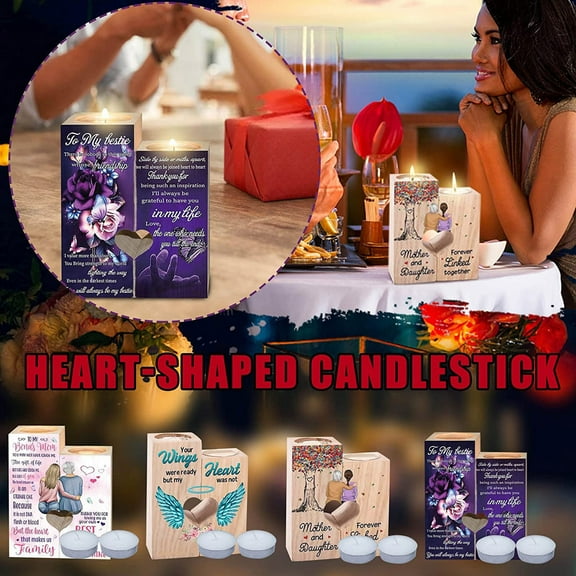 Viflosae Valentines Gifts for Women Romantic Holiday Party Decorations Ornaments Tea Candle Holders Wooden Tealight Home Décor Unique Woman Wedding Girlf Valentines Day Gifts for Her/Him
