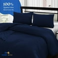 thumbnail image 2 of HNB Store 3pc Duvet Cover Set | 1000 TC Egyptian Cotton | Oversized King Size Duvet Cover with 2 Pillowcases | Navy Blue Solid, 2 of 8