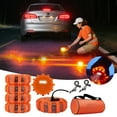 thumbnail image 2 of 6 Pack Rechargeable LED Emergency Road Flares - Ultra Bright Roadside Warning Lights with USB Charging | 9 Flash Modes & Base for Vehicles, Trucks & Boats | Orange Safety Beacon Discs, 2 of 9