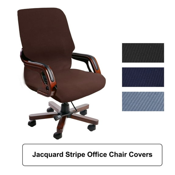 Waterproof Jacquard Office Chair Covers Swivel Armchair Coffee Color Medium
