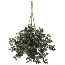 Nearly Natural Wandering Jew Artificial Plant in Hanging Basket, Green