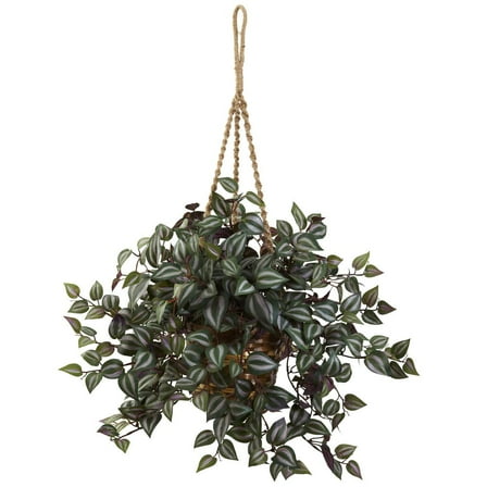 Nearly Natural Wandering Jew Artificial Plant in Hanging Basket, Green