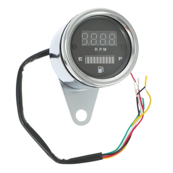 Tersarium Universal LED Digital Tachometer Speedometer Motorcycle Gauge Waterproof 12V (Silver)