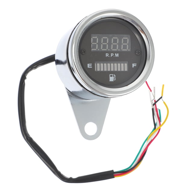 MIANGASTORE Universal LED Digital Tachometer Speedometer Motorcycle Gauge Waterproof 12V (Silver)