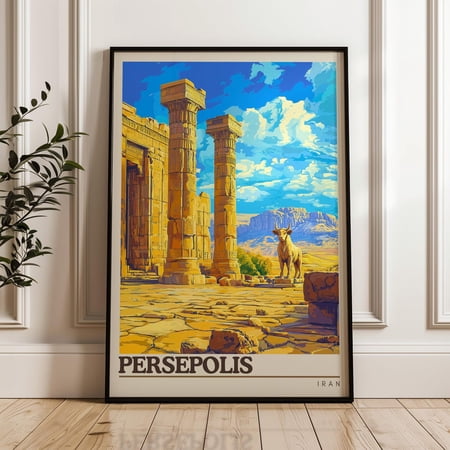 Persepolis Travel Poster - Iran Wall Art Print, Illustration Poster, Artwork, Home & Office Decor, Gift Idea, Travel Print, Persia Print Wall Art, Modern Wall Decor, 8x12 UNFRAMED