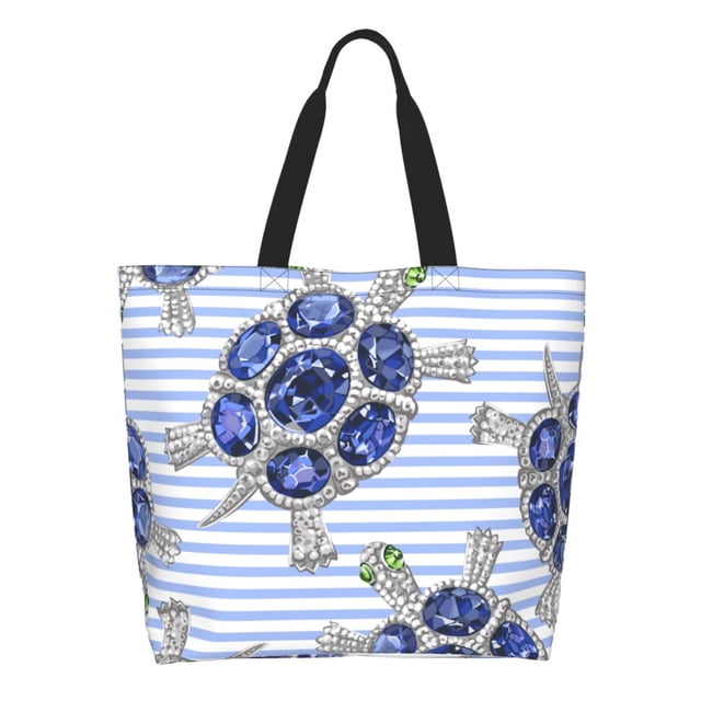 Disketp Turtle with Blue Stones Bolsa Tote Estampada para Mujer, Bolso de Hombro y de Mano para Compras y Viajes