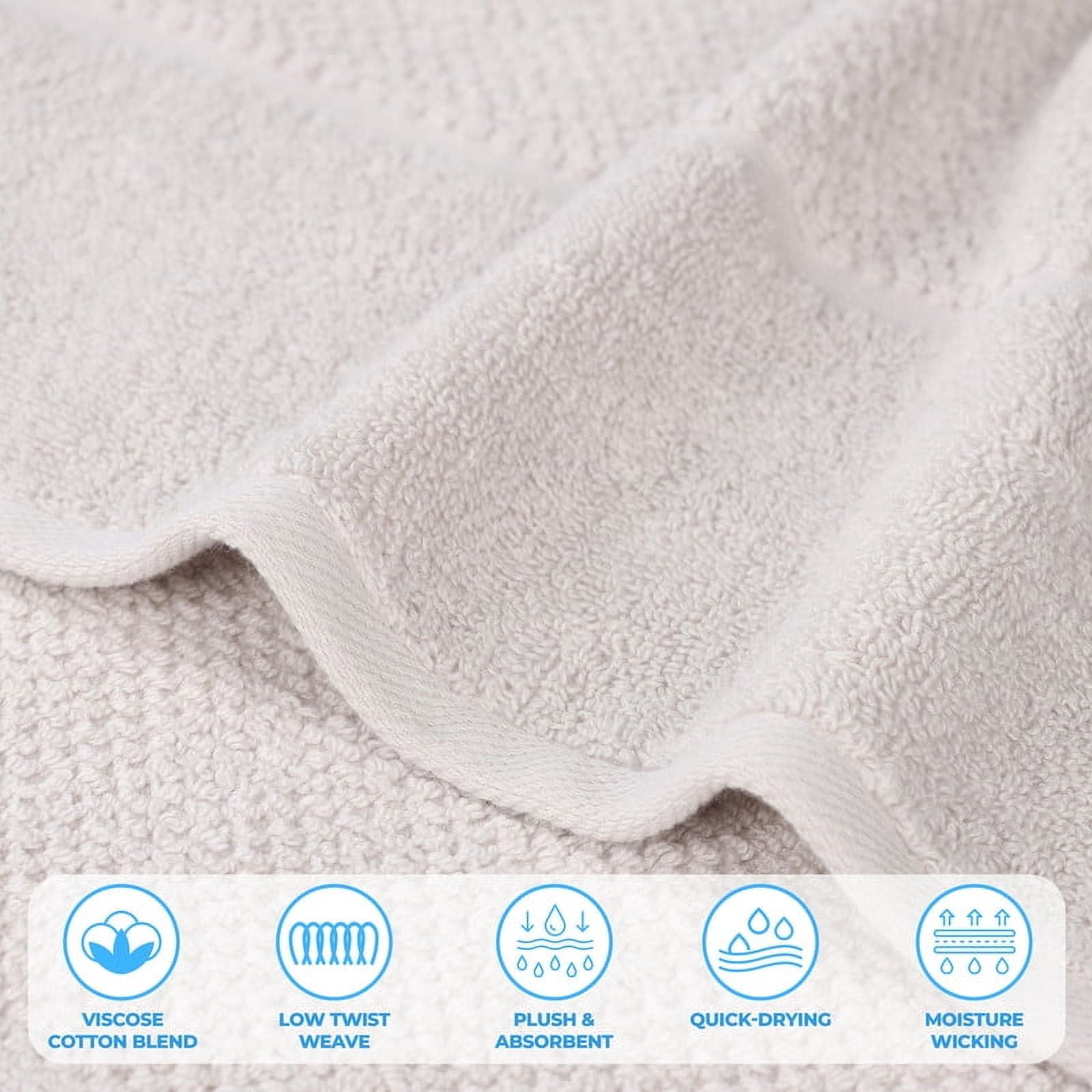 Superior Mile Smart Twist Cotton Medium Weight 3 Piece Towel Set, Ultra Absorbant Towels, Silver