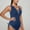 Blue, variant on TACILIP Women's 1 Piece Swimsuit V Neck Bathing Suit Side Drawstring Swim Suits Swimwear Beachwear for Women