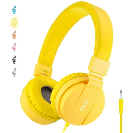 ONTA Kids Headphones for Boys Girls - Child Student Headset Wired plug Toddler Earphones School Teen on Ear for Computer | Laptop | Plane Travel | Game yellow