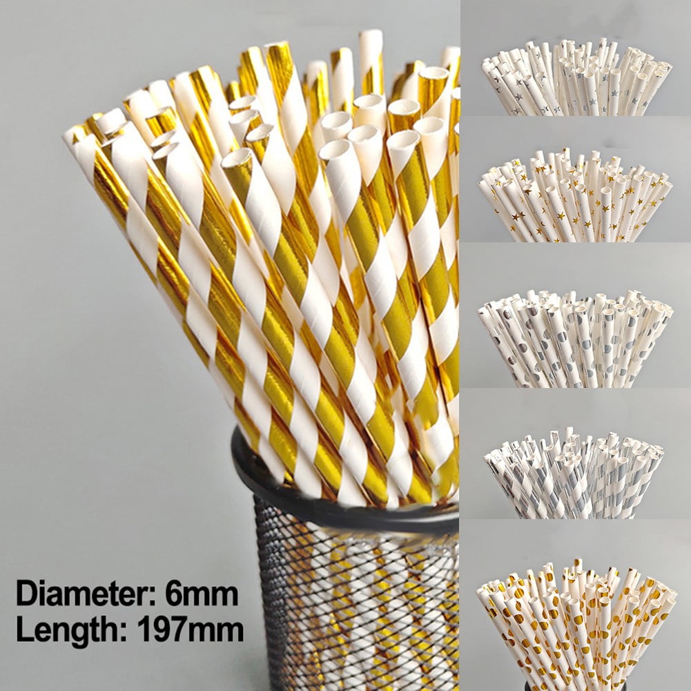 HSMQHJWE Biodegradable Paper Straws, 25Pcs Disposable Drinking