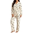 thumbnail image 2 of Naittoop Womens Pajama Set Long Sleeve Button Down 2 Piece Heart Print Sleepwear Cute Shirt Long Pants Matching Sets, 2 of 5