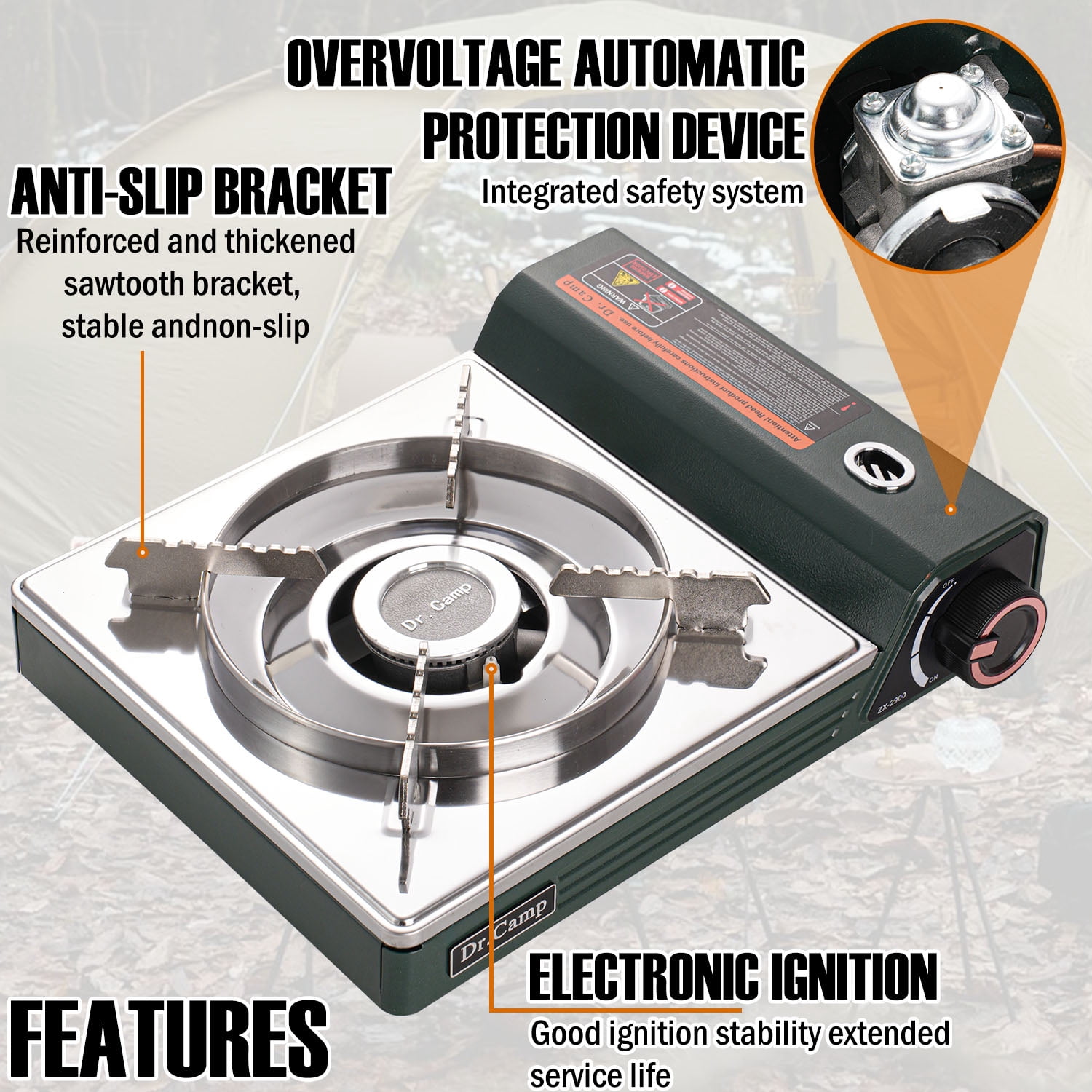 Butane Gas Camping Stove, Portable Single Burner Outdoor Cooking Stove with Easy Ignition, Compact Gas Cooktop for Camping, Hiking, Picnic
