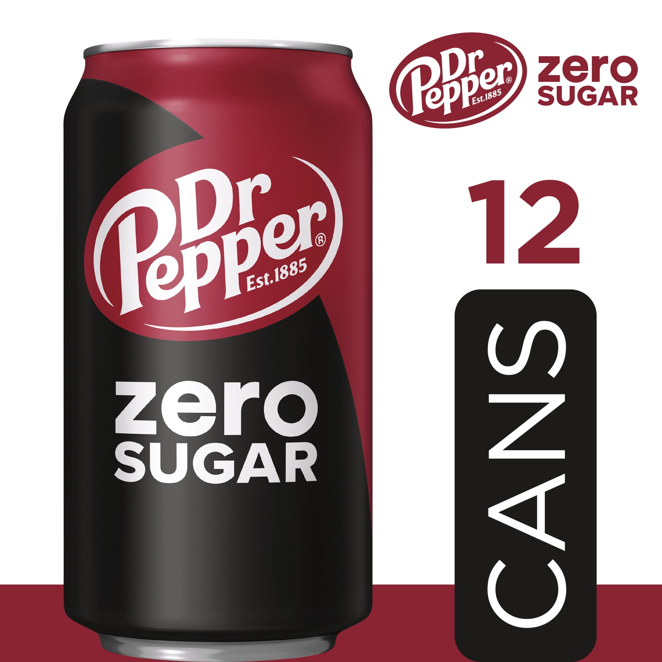 Dr Pepper Zero Sugar Soda Pop, 12 fl oz, Free Case - 12 Pack