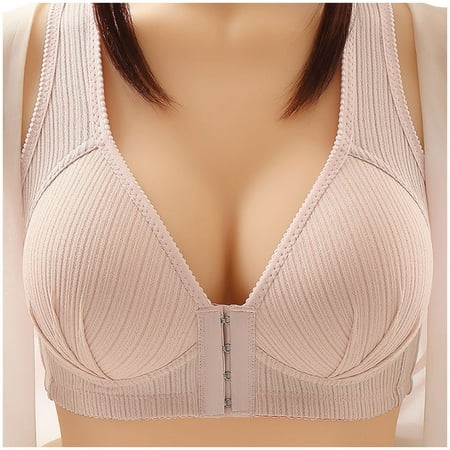 

IDALL Front Closure Bras for Women Nursing Bras Maternity Bra Steel Ring Thin Front Button Breathable Gathers Comfort Bra Bralette Bras Pink 42