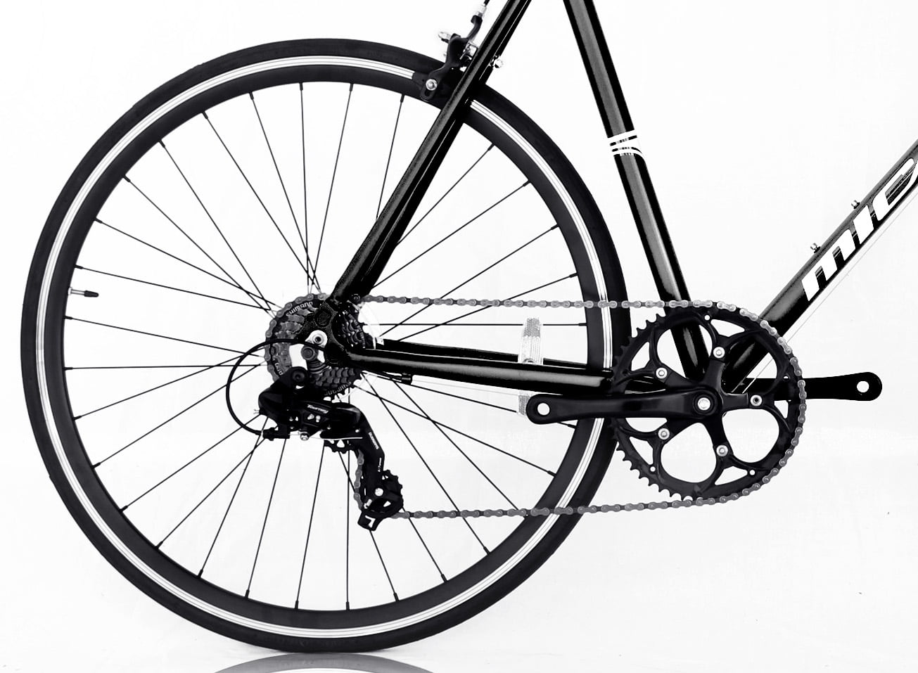 Wonder Wheels Road Bike 700C 53 cm Aluminum Frame Black, Shimano Tx-35 7 Speed Alloy Black Rims, Black Spokes 700C*1.5*14G*32H Tire: Black, - Black