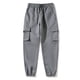 thumbnail image 4 of Pantalones largos estilo cargo para hombre, informales, holgados, con bolsillos y cordón, para ejercicio al aire libre, de poliéster., 4 of 7