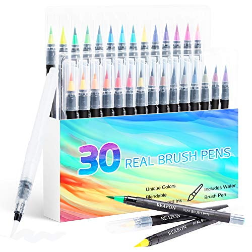 Watercolor Brush Pens Real Brush Pen 30 Watercolor Painting Markers With Flexible Nylon Brush Tips For Coloring Calligraphy And Drawing 1 Water Brush Pens For Blending Walmart Com Walmart Com walmart