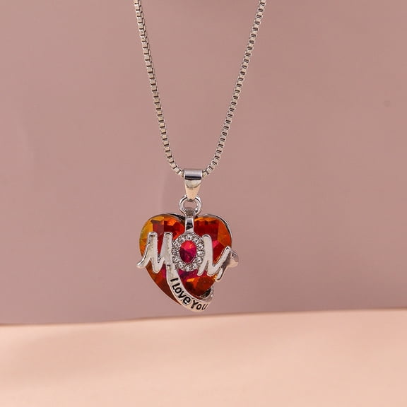 Heart Shape Double Color Pendant,Sparkling Red Necklace Sterling Crystal Jewelry,Valentine's Gift for Women Friends Female Mother Love Lasts Forever