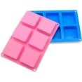 thumbnail image 2 of 4 Pack Square Soap Molds,6-Cavity Non-Stick Silicone Brownie Pan,Square Bar Molds,Square Silicone Molds for Chocolate,Cupcake, Cornbread, Muffin,Soap, 2 of 5