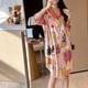 thumbnail image 1 of Camisón de seda de hielo con estampado de flores de estilo chino para mujer, ropa de dormir suelta y cómoda, vestido de noche de verano, 1 of 5